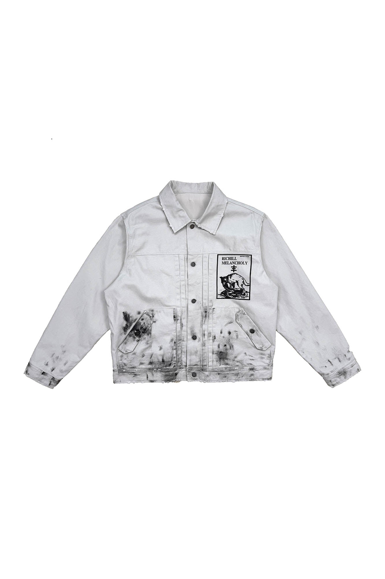 RICHILL Graphic Paint-Splattered Distressed Jacket