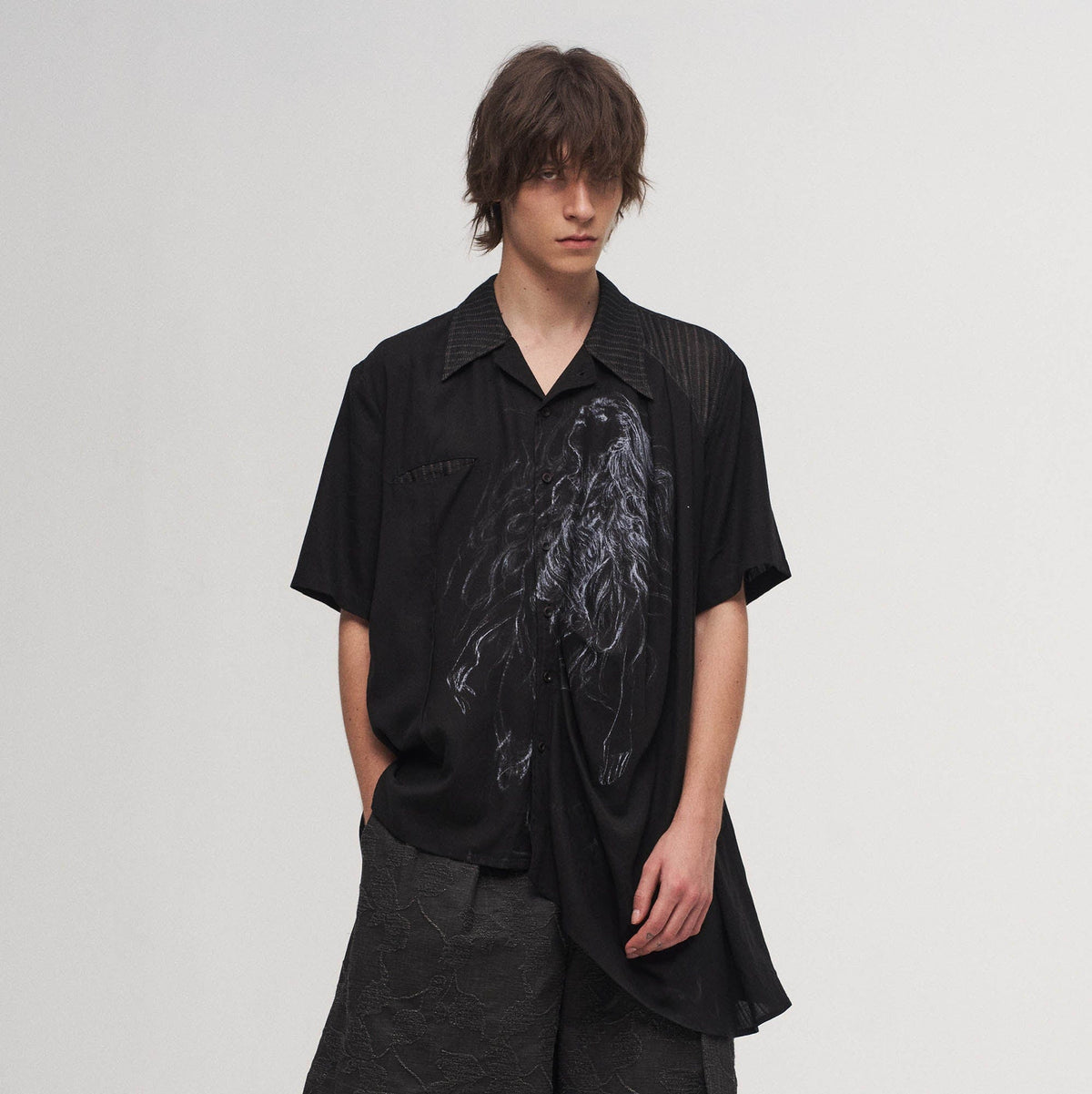 ILNya Nieternite Nifutur Siren Asymmetrical Striped Spliced Shirt