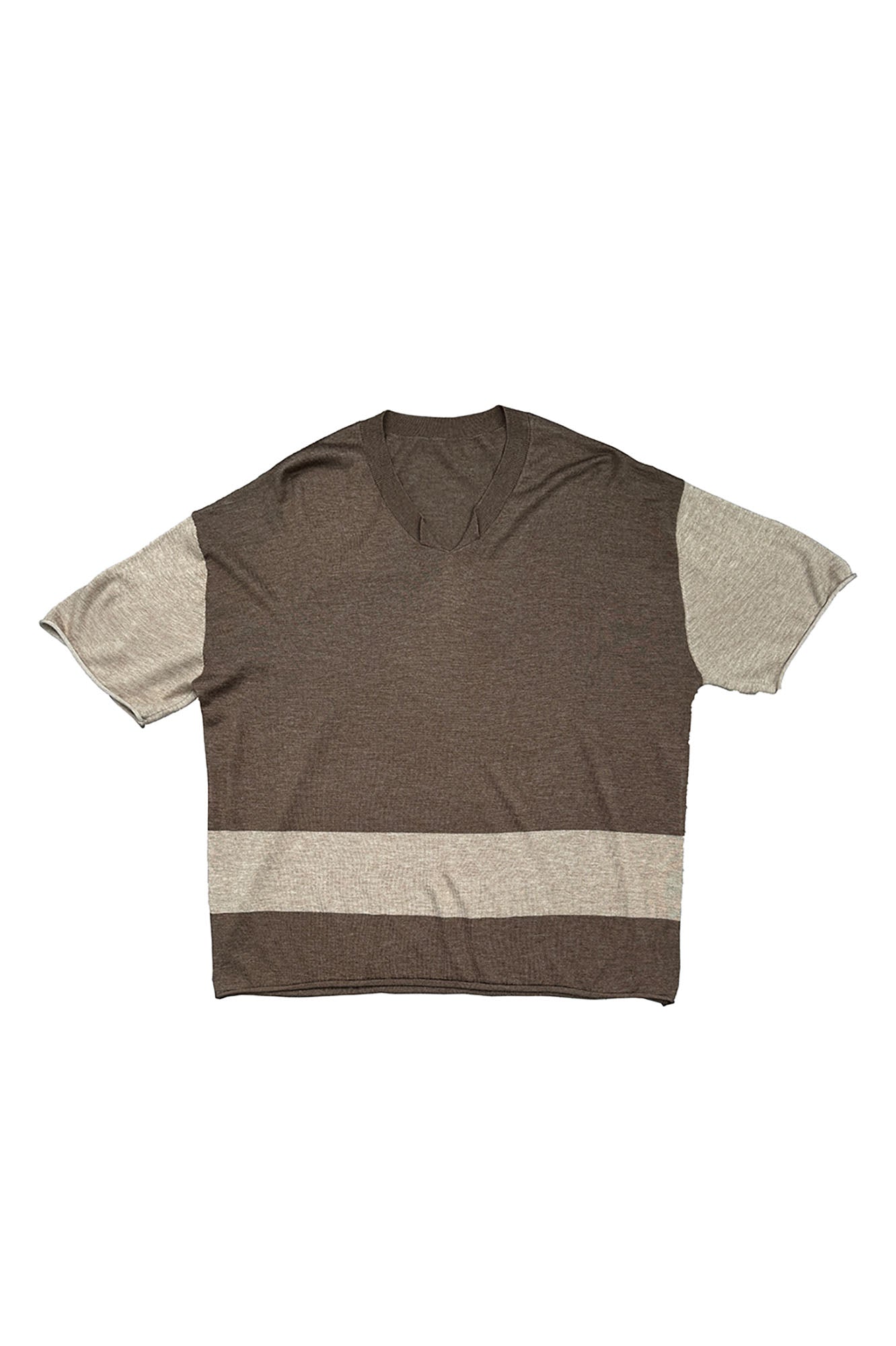 RICHILL Contrast Wool-Blended V-Neck T-Shirt