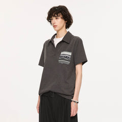 KREATE Layered Fair Isle Pocket Polo T-Shirt