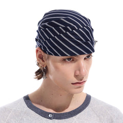 WHISTLEHUNTER Striped Detachable Chain Lace-Up Headscarf
