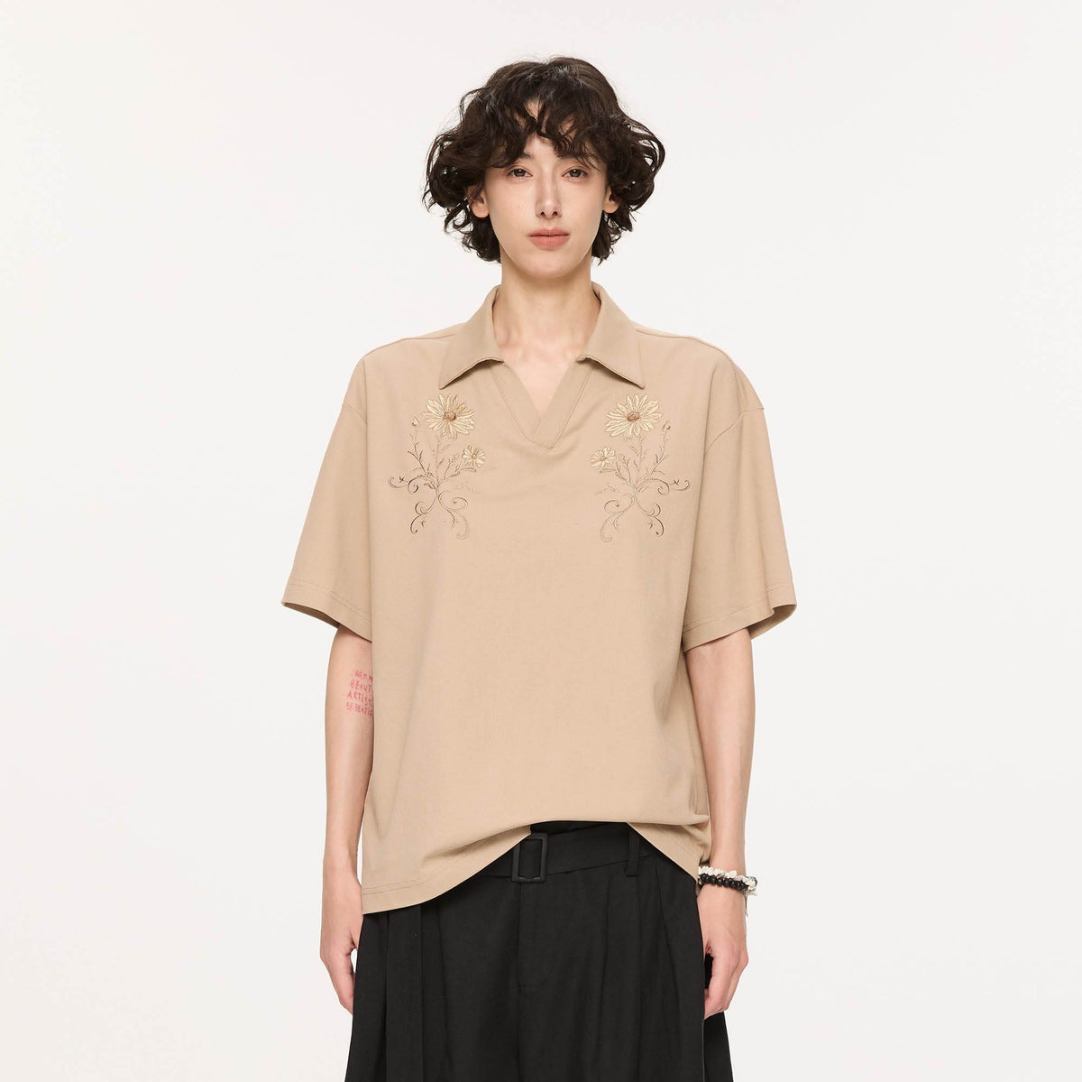 KREATE Daisy Embroidered Polo T-Shirt