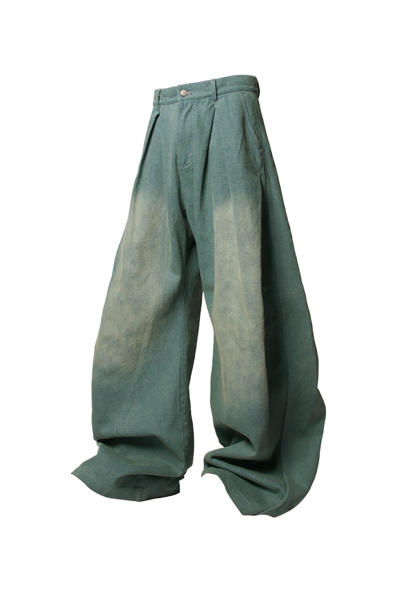 RELABEL Washed Pleated Waist Baggy Jeans