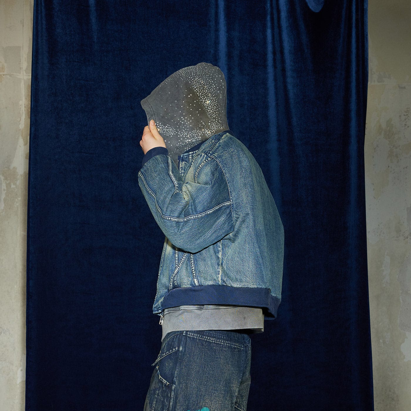 DND4DES Deconstructed Washed Denim Bomber Jacket