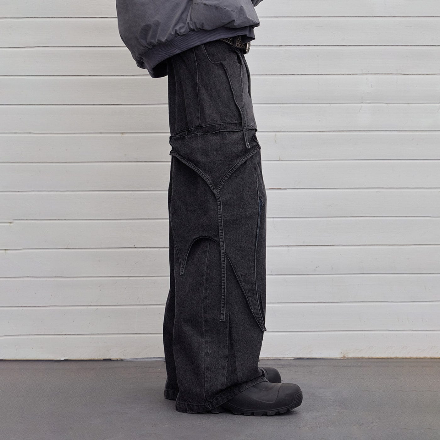 DND4DES Multi-Layered Stripes Deconstructed Jeans