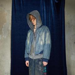 DND4DES Deconstructed Washed Denim Bomber Jacket