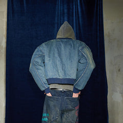 DND4DES Deconstructed Washed Denim Bomber Jacket