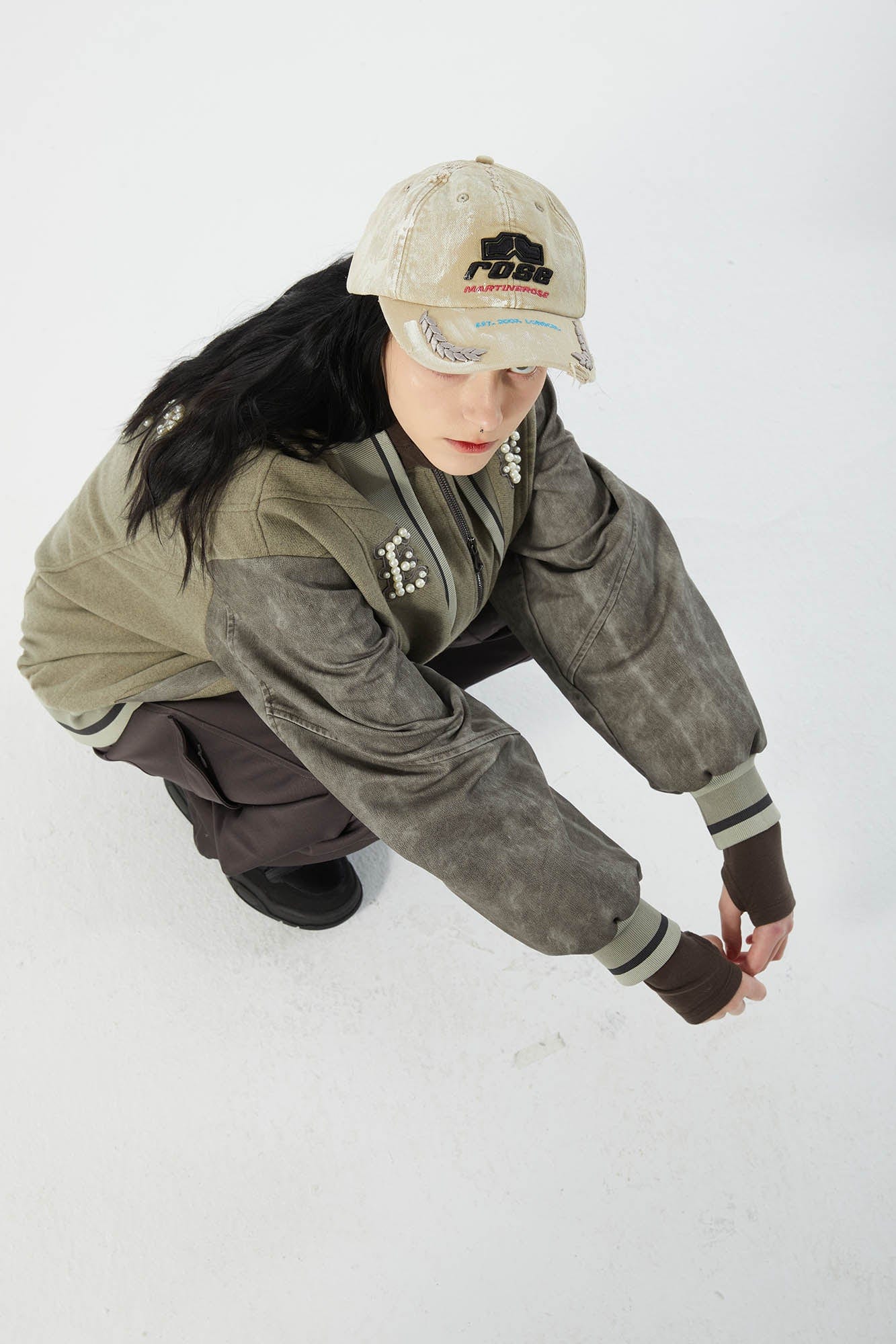 ERROR CODE ROBOT Pearl Embellished Paneled Varsity Jacket