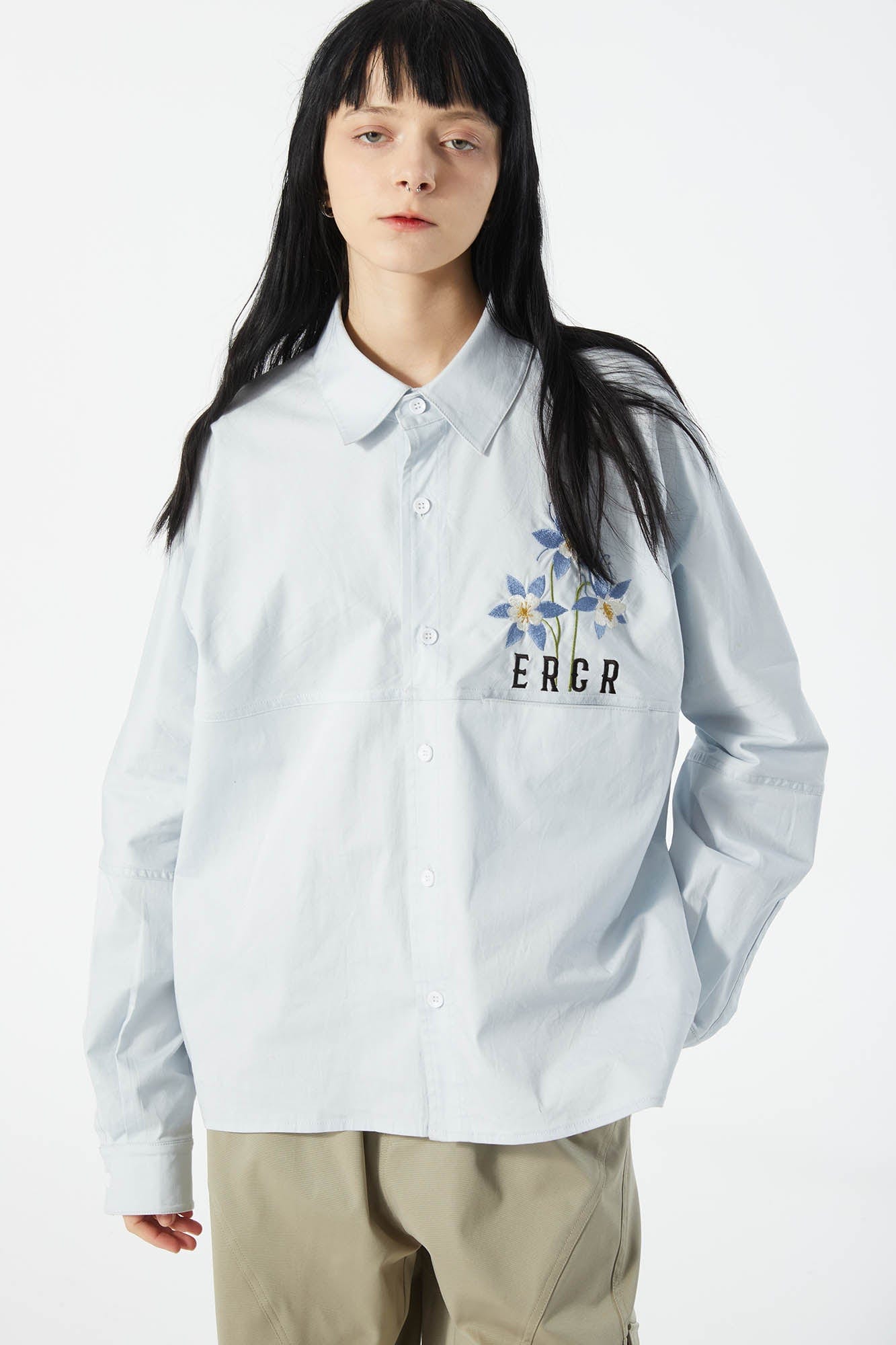 ERROR CODE ROBOT Botanical Embroidered Logo Shirt