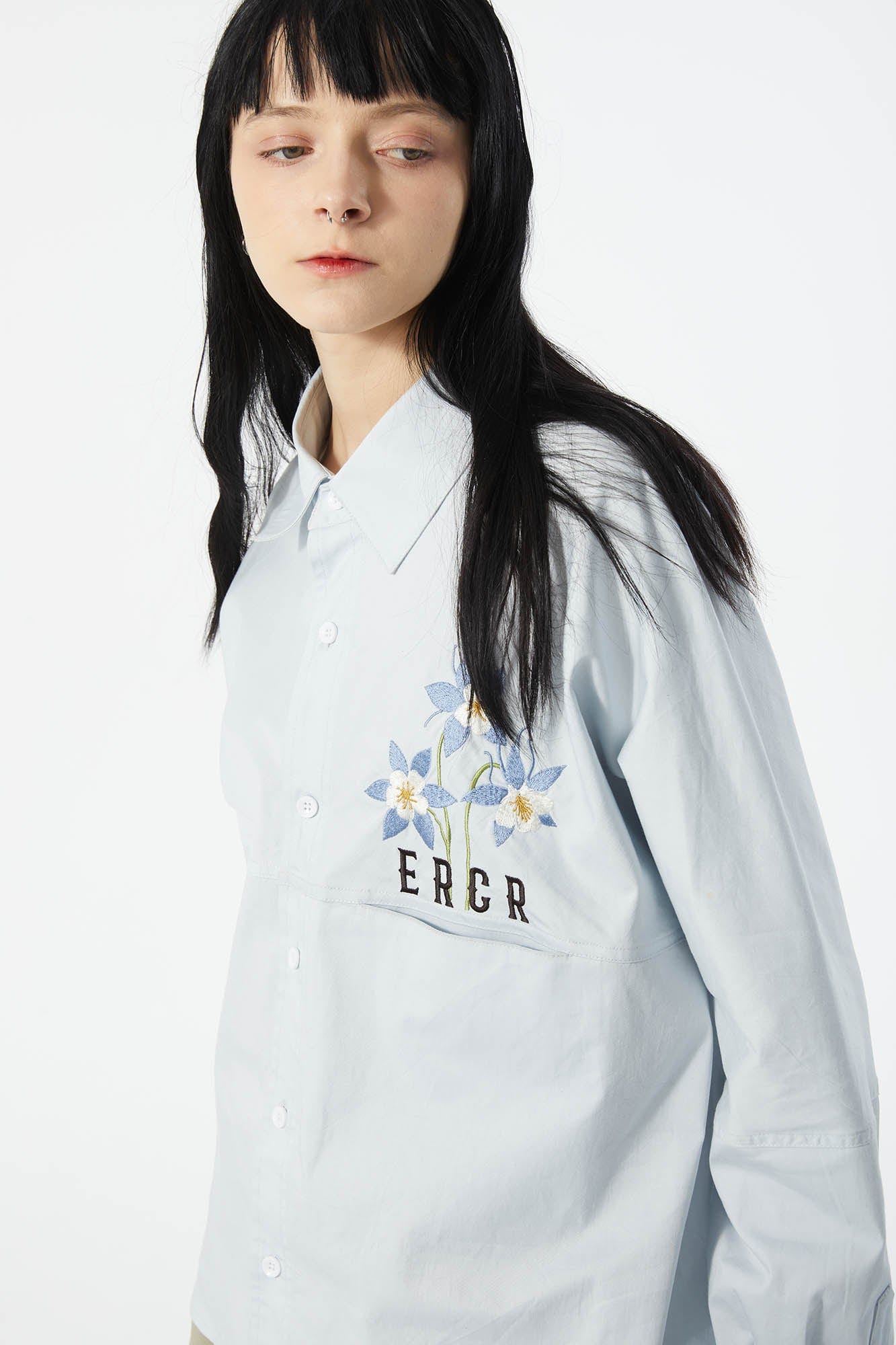 ERROR CODE ROBOT Botanical Embroidered Logo Shirt