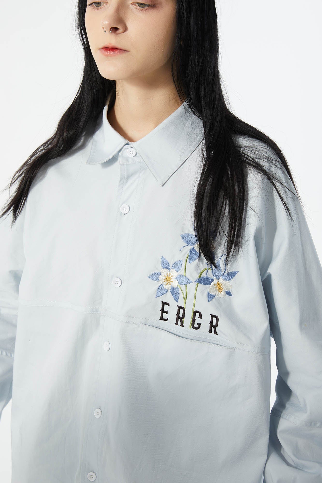 ERROR CODE ROBOT Botanical Embroidered Logo Shirt