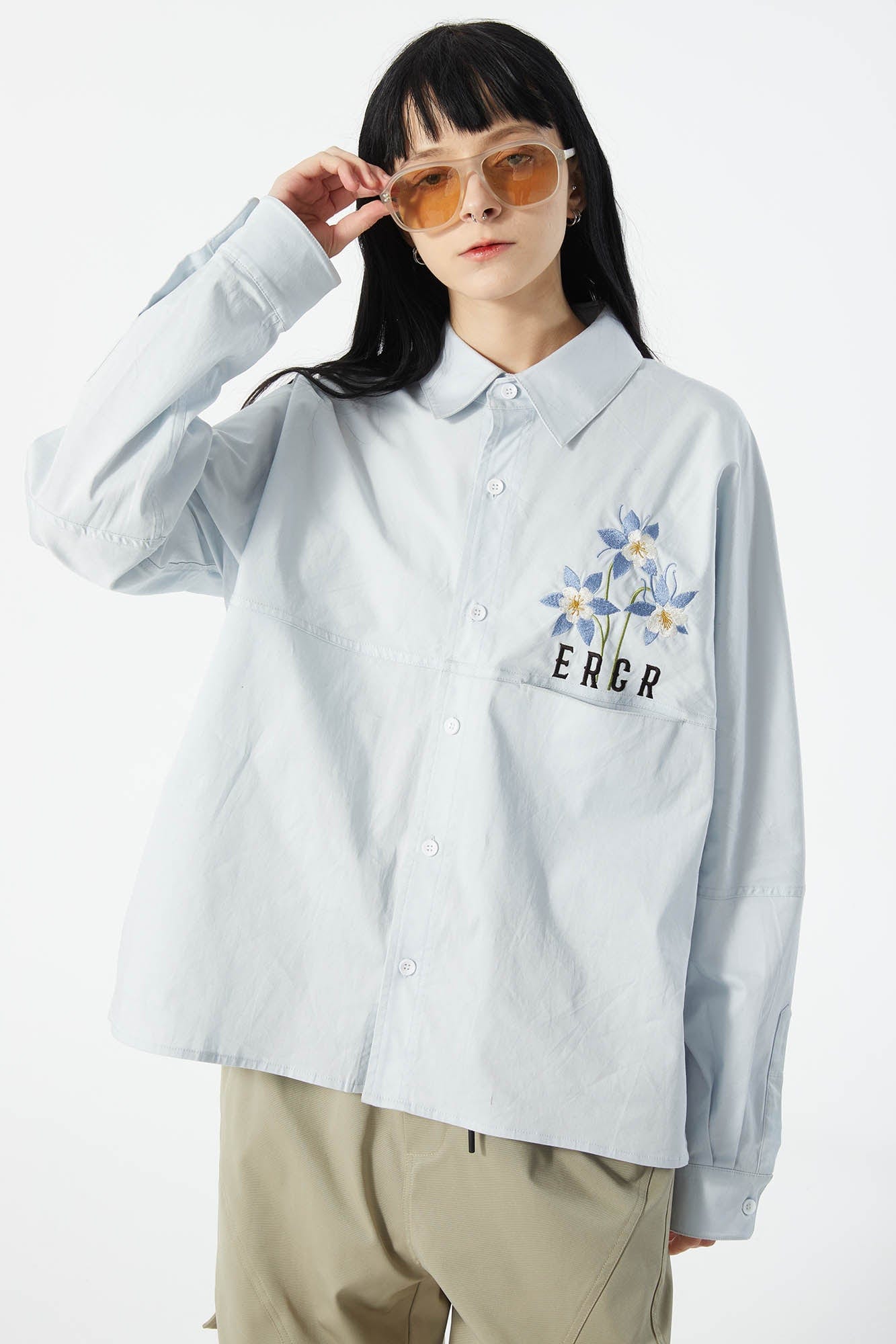 ERROR CODE ROBOT Botanical Embroidered Logo Shirt