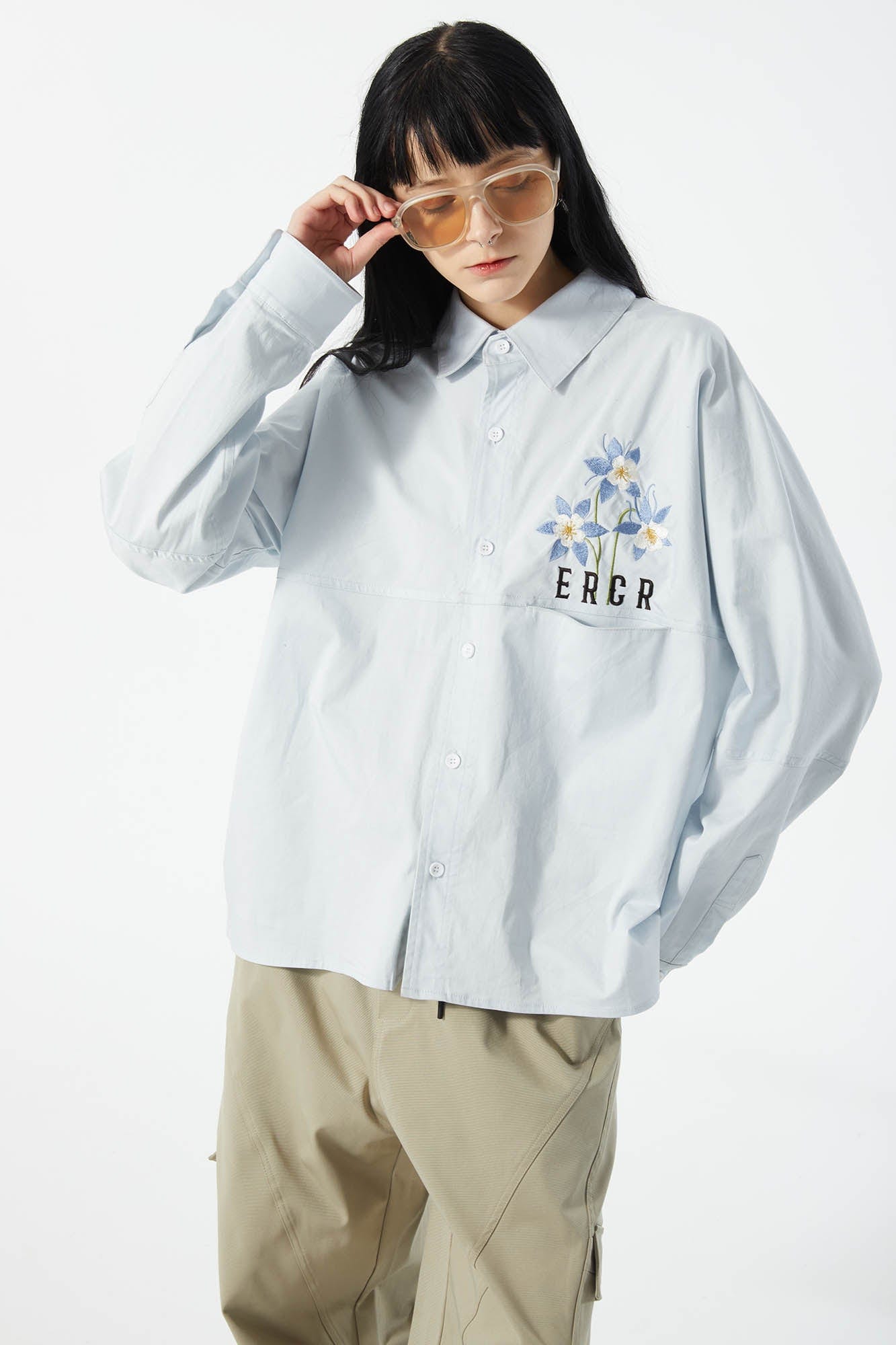 ERROR CODE ROBOT Botanical Embroidered Logo Shirt