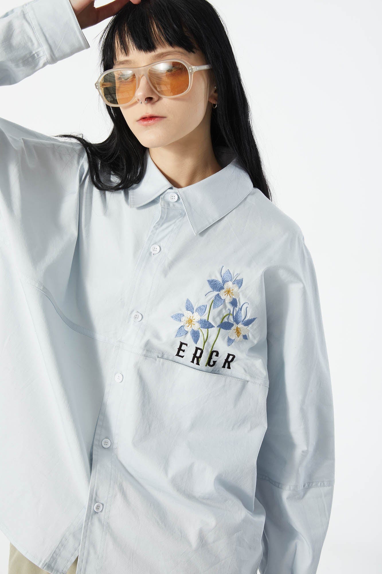 ERROR CODE ROBOT Botanical Embroidered Logo Shirt