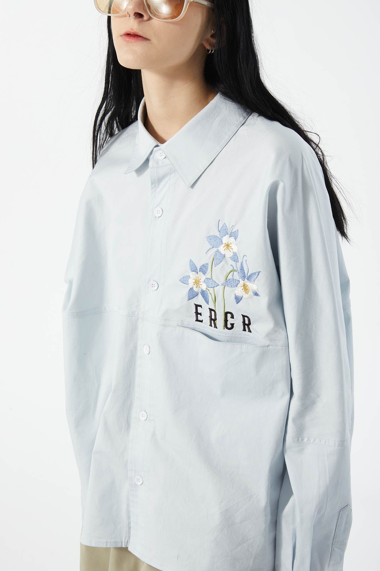 ERROR CODE ROBOT Botanical Embroidered Logo Shirt