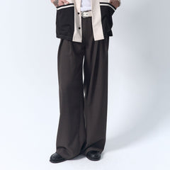 IN EXISTENCE Inverted Pleats Mini Check Wide-Leg Trousers