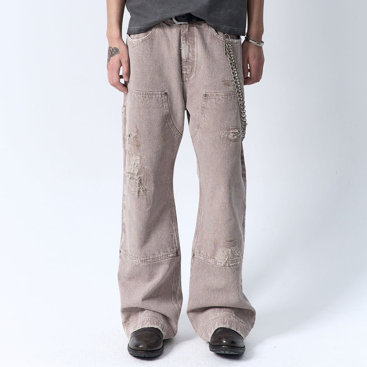 IN EXISTENCE Distressed Double-Knee Carpenter Jeans