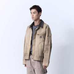 IN EXISTENCE Dirty-Washed Contrast Collar Detroit Jacket
