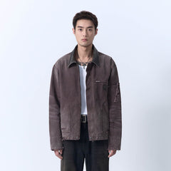IN EXISTENCE Dirty-Washed Contrast Collar Detroit Jacket
