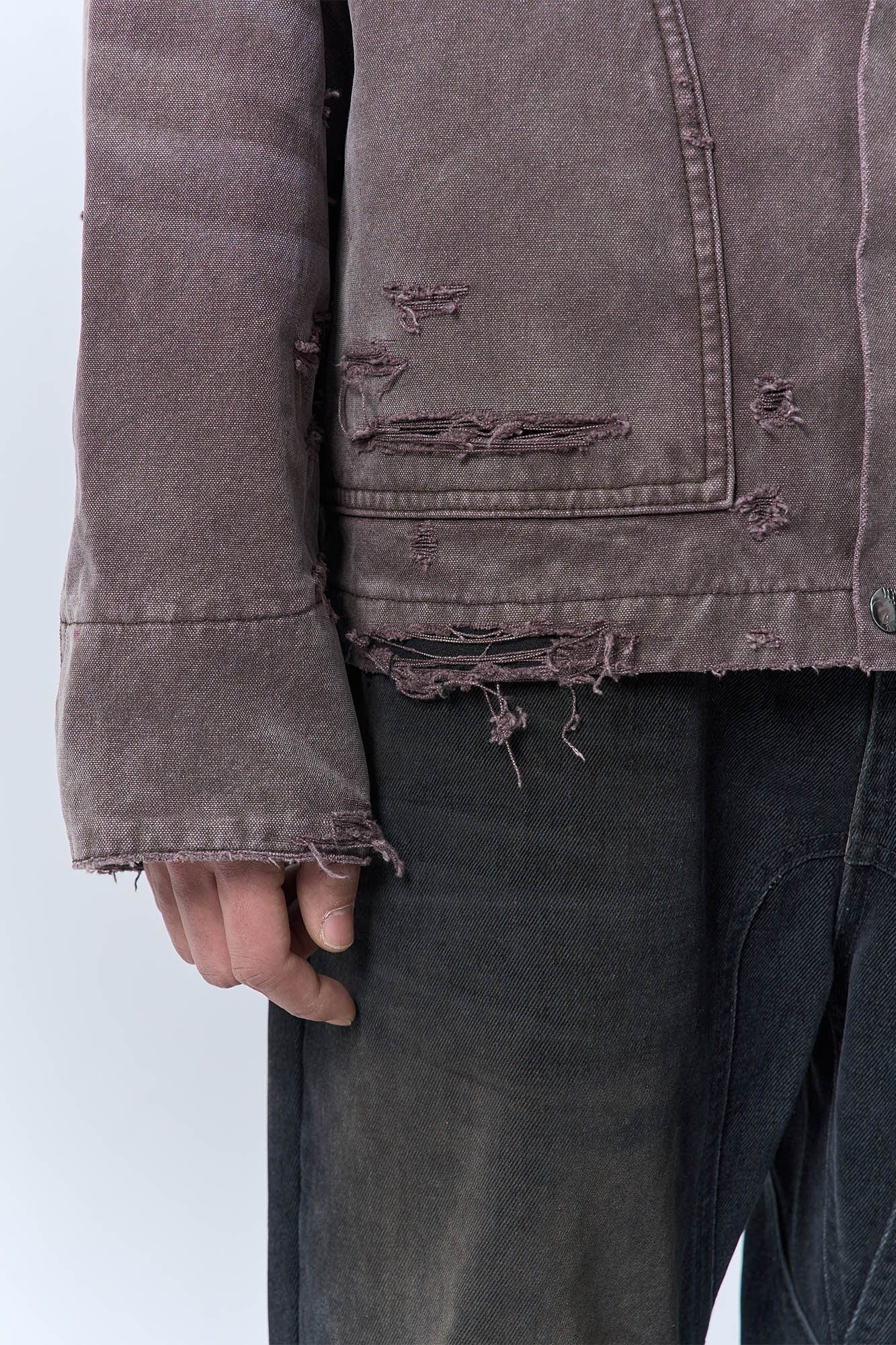 IN EXISTENCE Dirty-Washed Contrast Collar Detroit Jacket