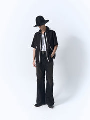 IN EXISTENCE Contrast-Panel Stitch Half Shirt