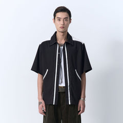 IN EXISTENCE Contrast-Panel Stitch Half Shirt