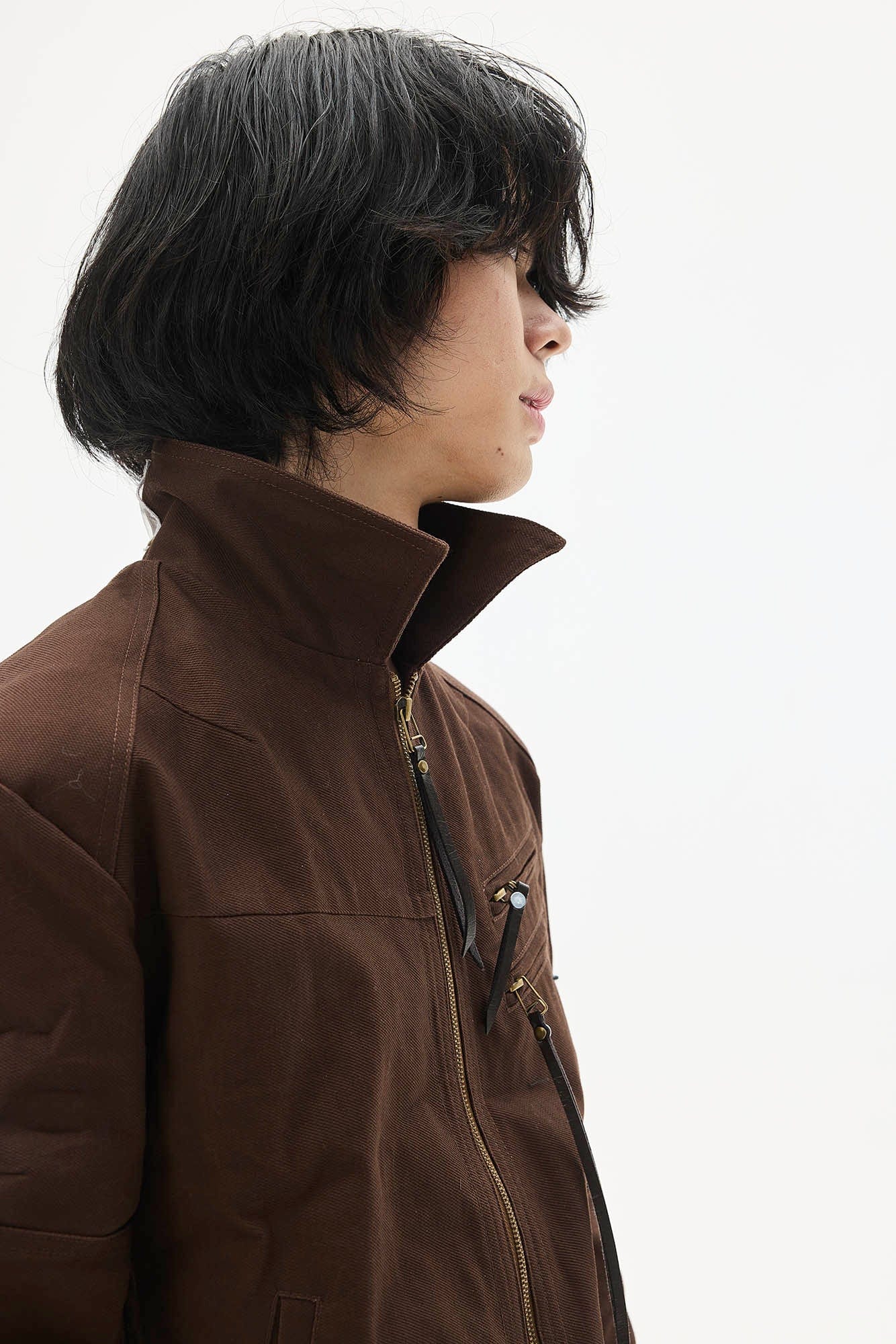 WHISTLEHUNTER Spliced Fringe-Zip Cinched-Waist Jacket