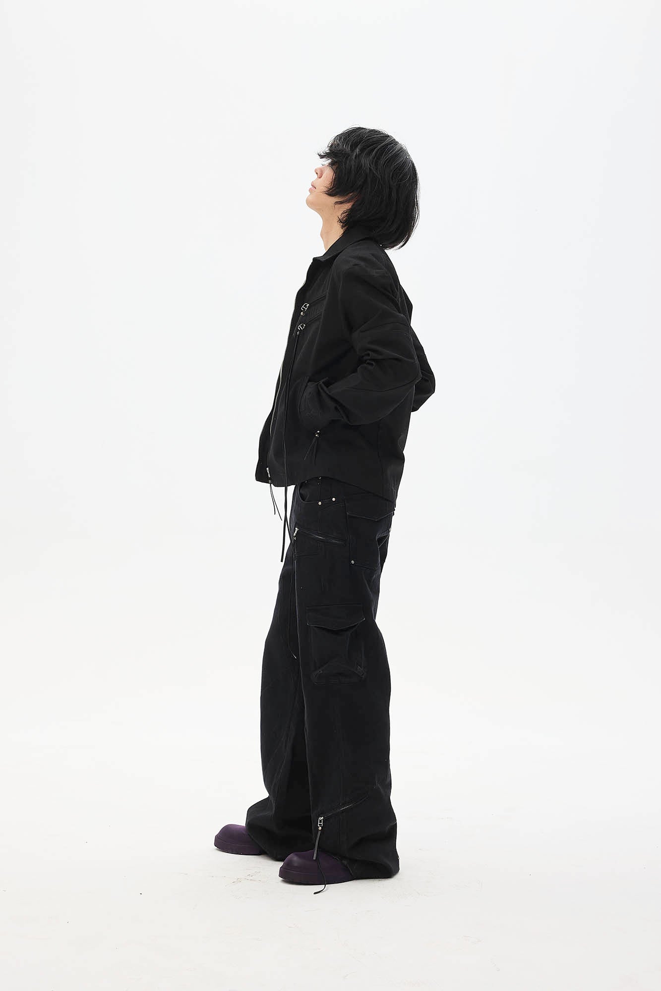 WHISTLEHUNTER Spliced Fringe-Zip Cinched-Waist Jacket