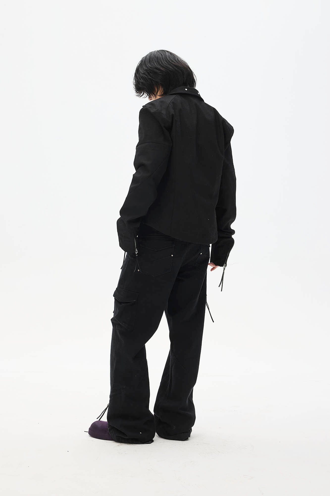 WHISTLEHUNTER Spliced Fringe-Zip Cinched-Waist Jacket