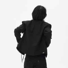 WHISTLEHUNTER Spliced Fringe-Zip Cinched-Waist Jacket