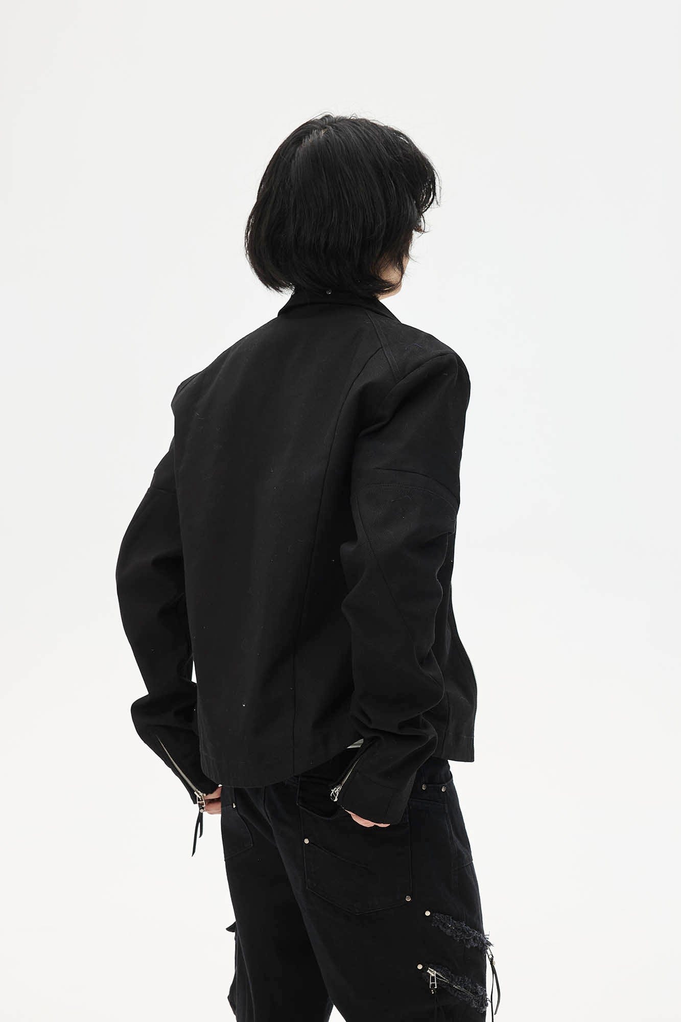 WHISTLEHUNTER Spliced Fringe-Zip Cinched-Waist Jacket