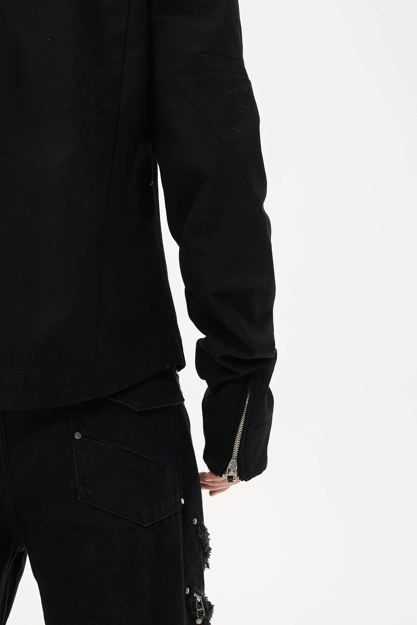 WHISTLEHUNTER Spliced Fringe-Zip Cinched-Waist Jacket