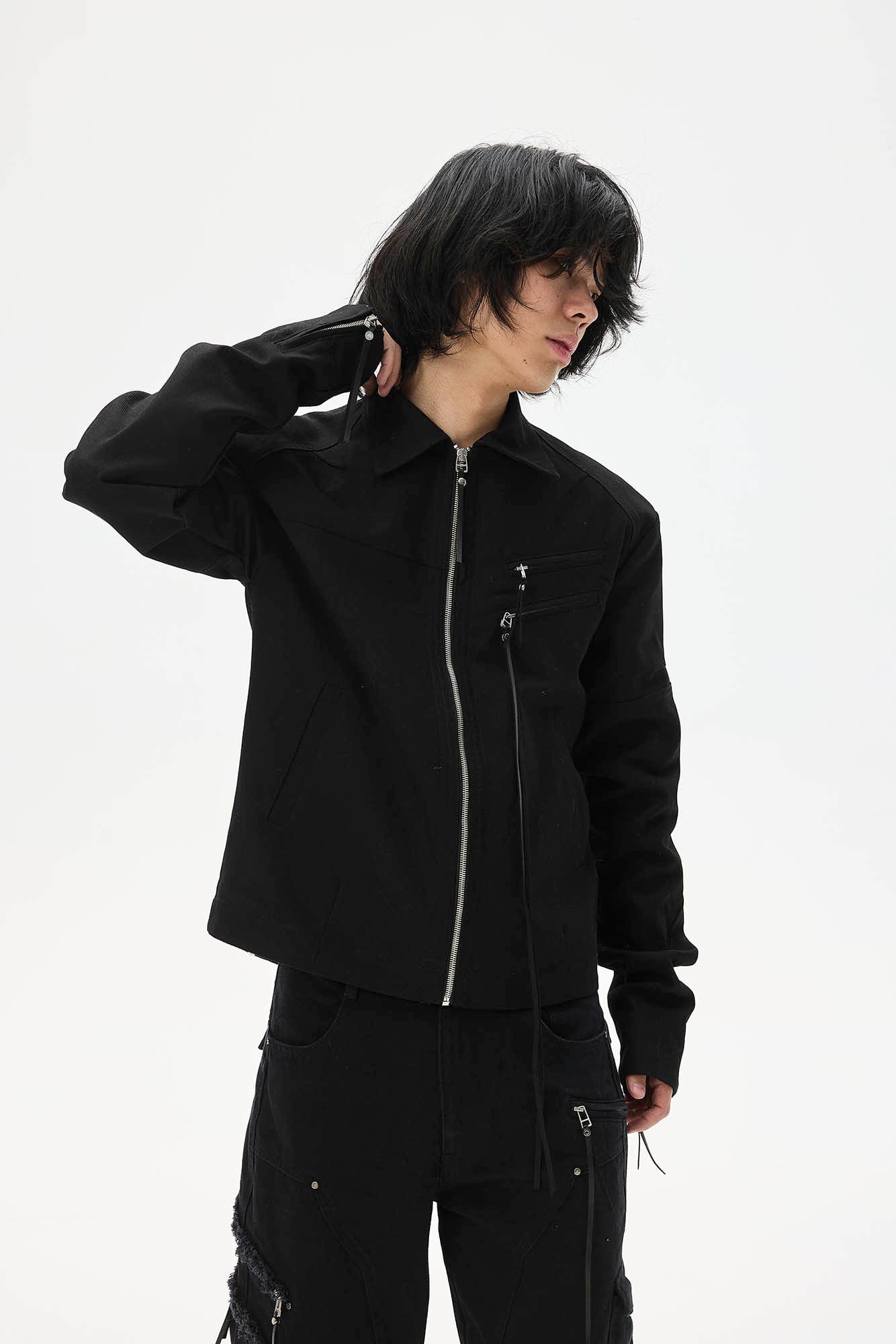WHISTLEHUNTER Spliced Fringe-Zip Cinched-Waist Jacket
