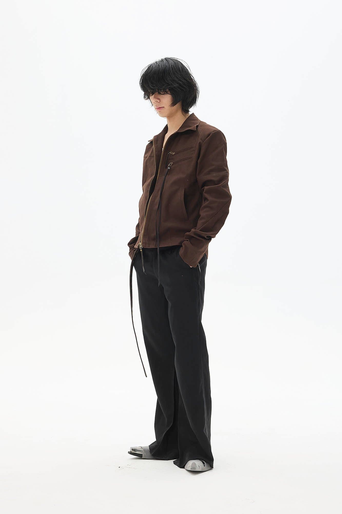 WHISTLEHUNTER Spliced Fringe-Zip Cinched-Waist Jacket