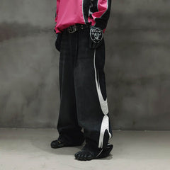 RTVG Washed Patchwork Baggy Jeans