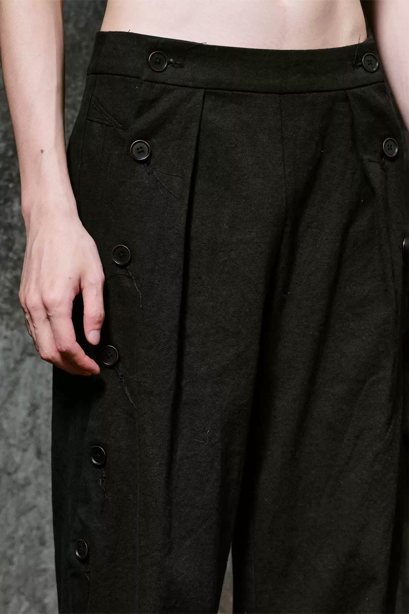 ILNya Nieternite Nifutur Side Button Pleated Wide-Leg Trousers
