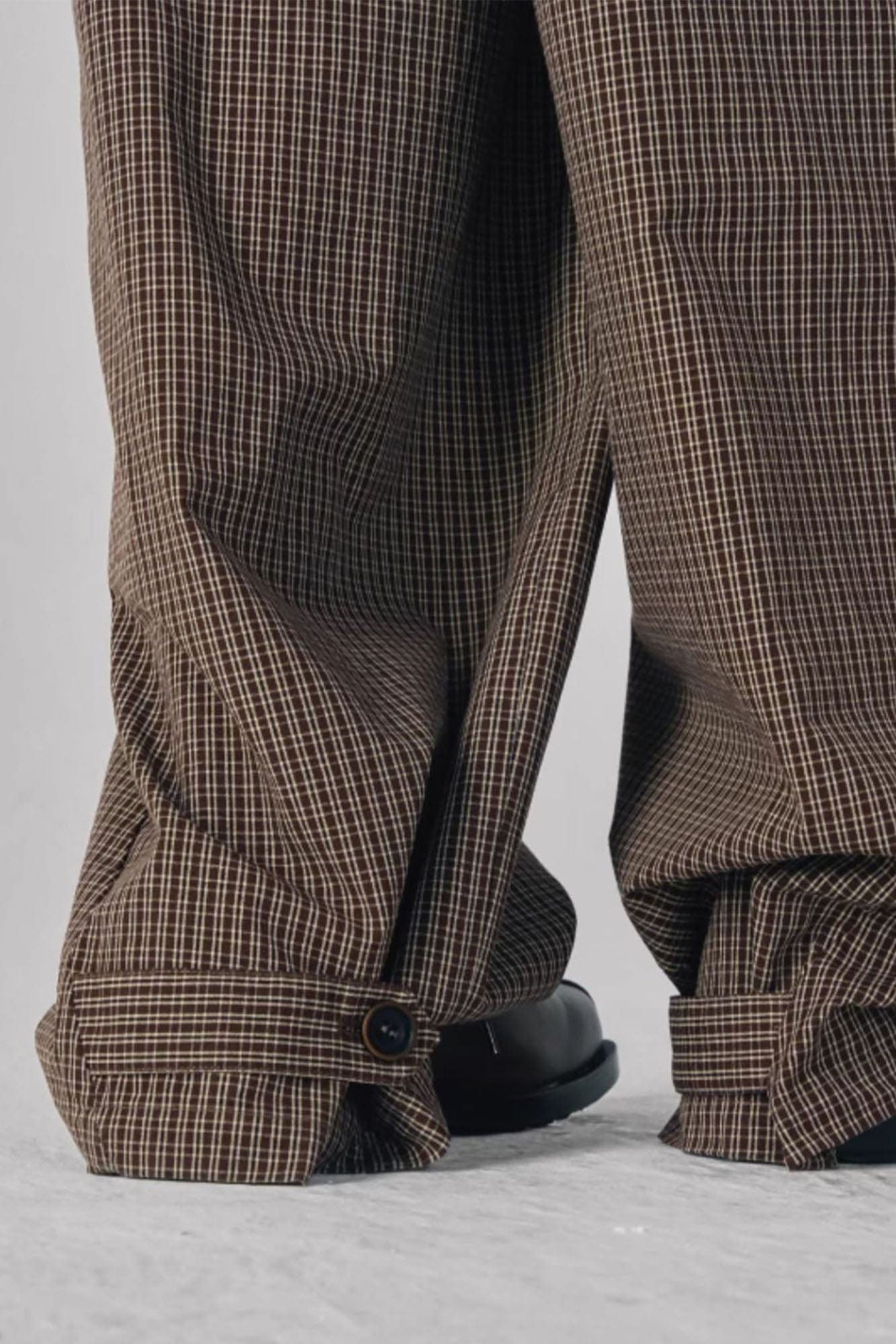 GONGHE REPUB Retro Paid Spliced Wide-Leg Pants