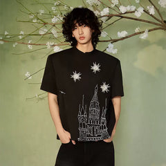 JIECHI Starry Castle Embellished  T-Shirt