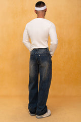 CLP Retro Waist Rivet Straight-Leg Jeans