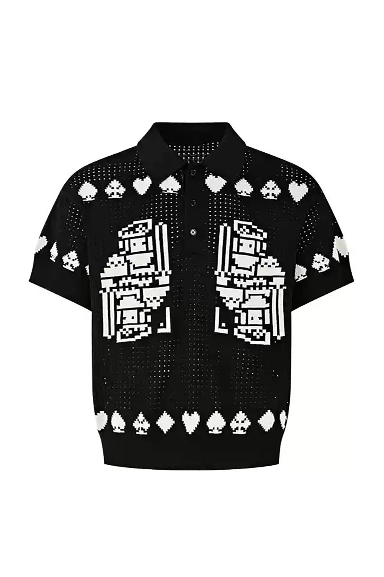 KREATE Pixel Poker Knitted Mesh Polo Half-Sleeve Shirt