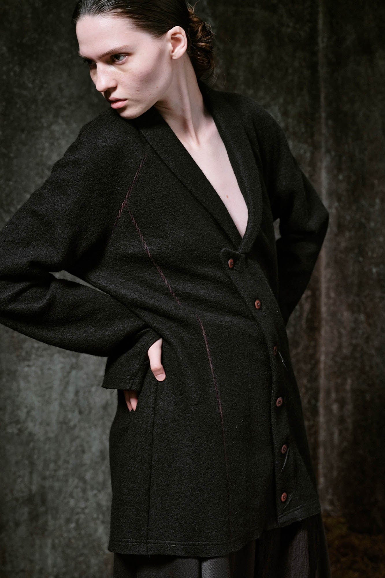 ILNya Nieternite Nifutur Shawl Lapel Asymmetric Front Wool Jacket