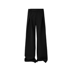 KREATE Inverted Pleats Asymmetric Waist Wide-Leg Trousers