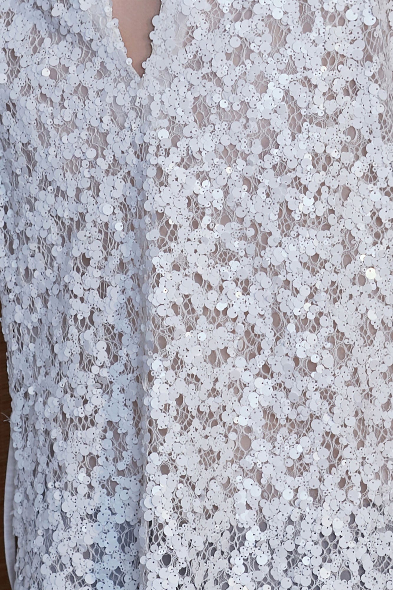 JIECHI Sequin Lace Sheer Layered Vest