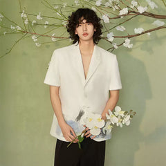 JIECHI Water-Ink Koi Embroidered Sheer Overlay Half Blazer