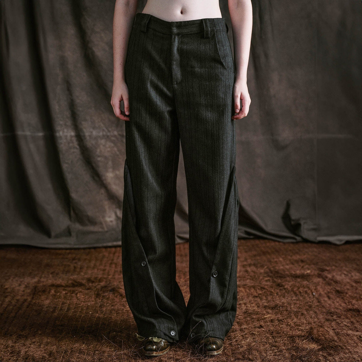 ILNya Nieternite Nifutur Striped Layered-Slit Wide-Leg Wool Trousers