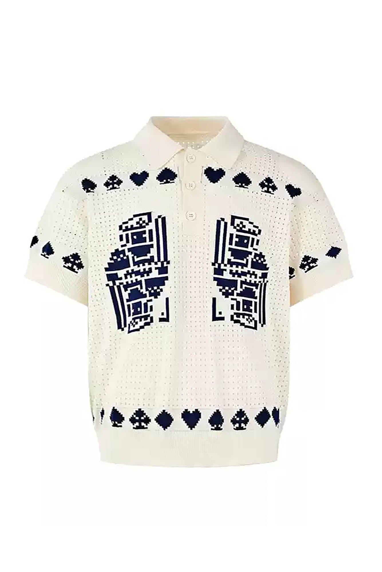 KREATE Pixel Poker Knitted Mesh Polo Half-Sleeve Shirt