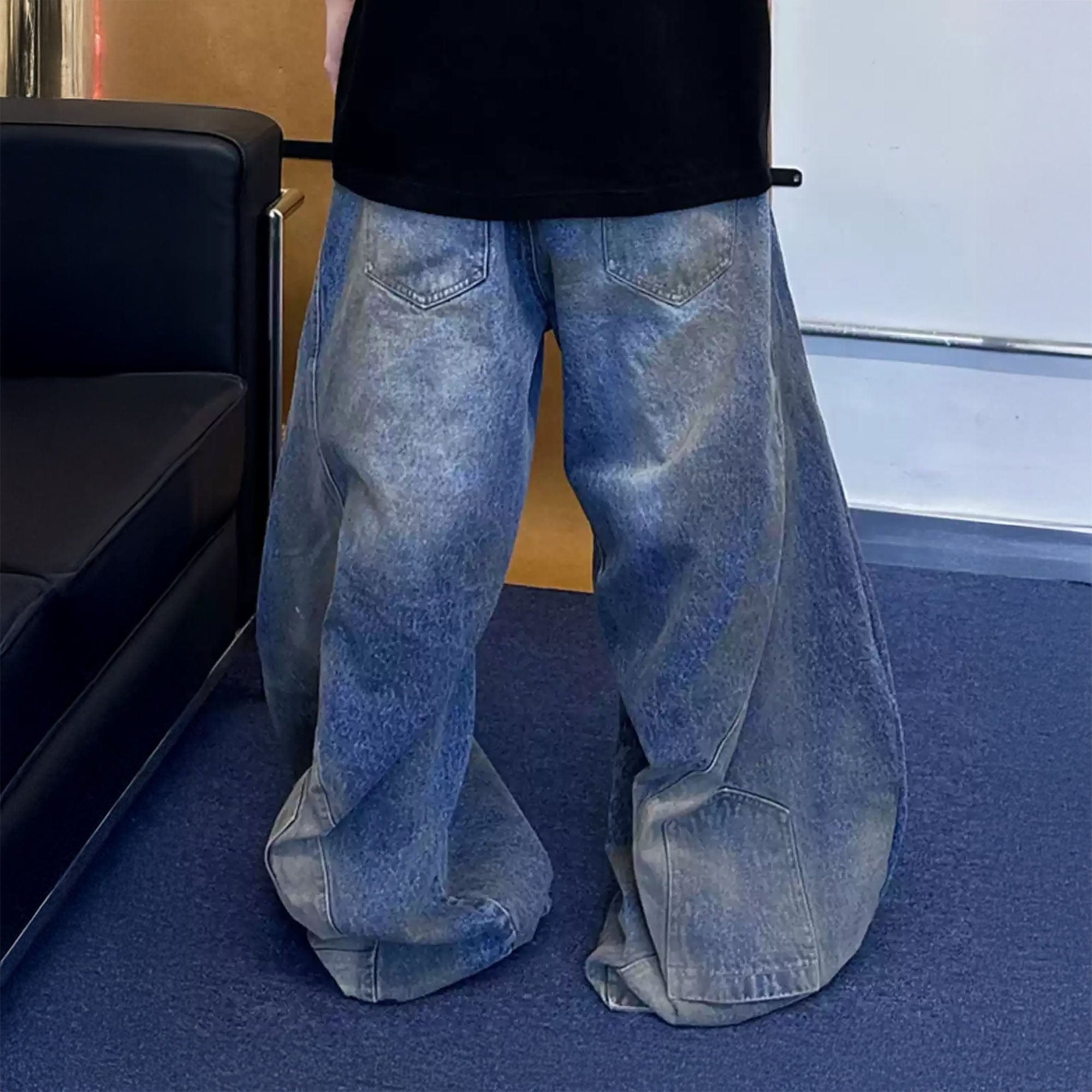 TRIANGLE PROJECT Distressed Dirty-Washed Oversized Jeans