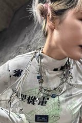 ILLUSORY Wavy Spliced Hardware Beaded Necklace