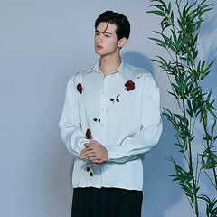 JIECHI Rose Embellished Acetate Spliced Shirt