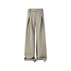 KREATE Inverted Pleats Asymmetric Waist Wide-Leg Trousers